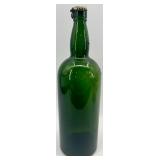 Vintage James Buchanan Green Bottle with Cork-N-Seal and 2 Large Glass Jars