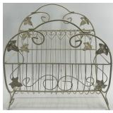 Vintage Metal Magazine Rack with Leaf Accents