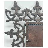 Vintage Ornate Cast Iron Wall Mirror with Decorative Frame