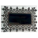 Vintage Ornate Cast Iron Wall Mirror with Decorative Frame