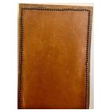 Upholstered Dining Chair with Brown Leather and Wood Frame