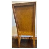 Upholstered Dining Chair with Brown Leather and Wood Frame