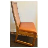 Upholstered Dining Chair with Brown Leather and Wood Frame