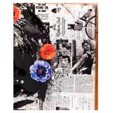 Audrey Hepburn Mixed Media Pop Art Collage on Canvas with 3D Flowers