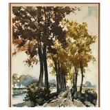 Framed Limited Edition Watercolor Print by G. Helbusch Signed and Numbered 153/350