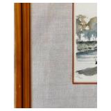 Framed Limited Edition Watercolor Print by G. Helbusch Signed and Numbered 153/350