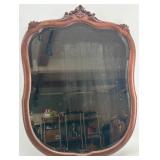 Antique Ornate Wood Framed Mirror with Carved Detail