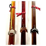 Lot of 6 Pairs Vintage Cross Country Skis and 2 set of Poles Mixed Brands