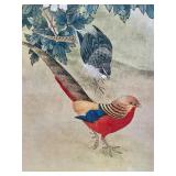 Chinese Hanging Scroll with Bird and Floral Art, Signed and Stamped