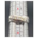 10KT White Gold Diamond Band Ring, Size 10.5