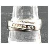 10KT White Gold Diamond Band Ring, Size 10.5