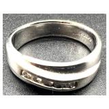 10KT White Gold Diamond Band Ring, Size 10.5