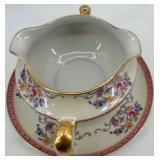 Haviland France Rosemont Porcelain Dinnerware Set with Floral Pattern and Gold Trim