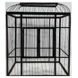 Antique Metal Bird Cage with Twin Doors and Patina