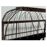 Antique Metal Bird Cage with Twin Doors and Patina