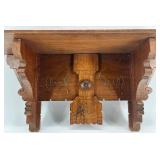 Antique Wood Wall Shelf with Carved Floral Design