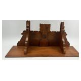 Antique Wood Wall Shelf with Carved Floral Design