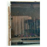 Rectangular Vintage Wall Mirror with Ornate Gold Frame and Wreath Crest