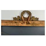 Rectangular Vintage Wall Mirror with Ornate Gold Frame and Wreath Crest