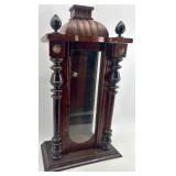 Antique Wooden Wall Clock Case with Glass Door and Ornate Details