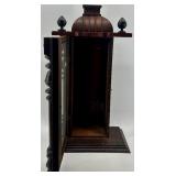 Antique Wooden Wall Clock Case with Glass Door and Ornate Details