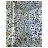 Vintage Blue and Wood Small Trunk with Metal Accents and Floral Lined Interior