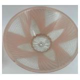 Lot of 2 Vintage Art Deco Pink Glass Ceiling Light Shades with Mounting Fixture