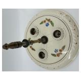 Vintage 3-Socket Porcelain Ceiling Light Fixture with Frosted Glass Shade