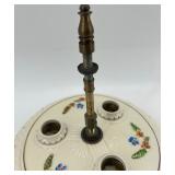 Vintage 3-Socket Porcelain Ceiling Light Fixture with Frosted Glass Shade