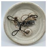 Vintage 3-Socket Porcelain Ceiling Light Fixture with Frosted Glass Shade