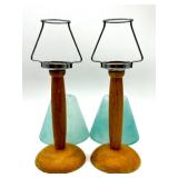 Pair of Vintage Atlas E-Z Seal Jars and Frosted Glass Miniature Tealight Lamps