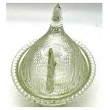 Decorative Lot with Glass Hen Dish, Metal Tealight Lamp, and Nicole Miller Frame