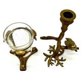 Vintage Brass Decor Collection with Figures, Car, Candle Holders, and More