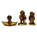 Vintage Brass Decor Collection with Figures, Car, Candle Holders, and More