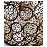 Pair of Round Metal Wire Globe Pendant Light Fixtures