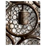 Pair of Round Metal Wire Globe Pendant Light Fixtures