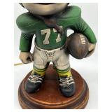 Green Bay Packers Vintage Football Player Figurine Table Lamp with Wooden Base