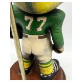 Green Bay Packers Vintage Football Player Figurine Table Lamp with Wooden Base