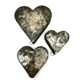 Set of 7 Vintage Heart-Shaped Metal Cake Pans and Molds