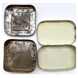 Collection of Vintage Metal Tins, Kitchen Spice Bottles, Car Emblems, and Kodak Film Reel