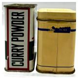 Collection of Vintage Metal Tins, Kitchen Spice Bottles, Car Emblems, and Kodak Film Reel