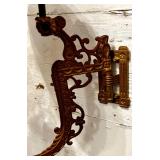 Antique Wall-Mounted Kerosene Oil Lamp with Reflector and Ornate Cast Iron Bracket