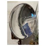 Antique Wall-Mounted Kerosene Oil Lamp with Reflector and Ornate Cast Iron Bracket