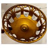 Antique Wall-Mounted Kerosene Oil Lamp with Reflector and Ornate Cast Iron Bracket