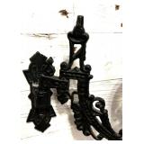 Antique Wall-Mounted Glass Oil Lamp with Cast Iron Bracket