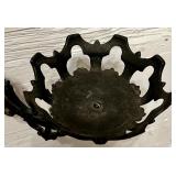 Antique Wall-Mounted Glass Oil Lamp with Cast Iron Bracket