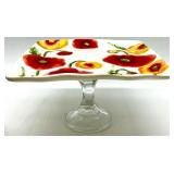 Set of 3 Decorative Tableware Pieces - Floral Vase, Poppy Cake Stand, Vintage Espresso Plate