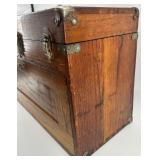 Vintage Wood Machinist Tool Chest with Drawers and Mirror