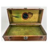 Vintage Wood Machinist Tool Chest with Drawers and Mirror