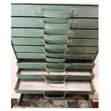 Vintage Industrial 10-Drawer Metal Storage Cabinet